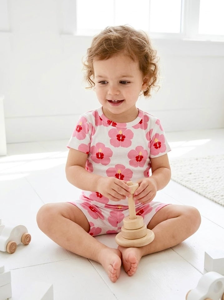 Short Sleeve Pajama Set - Hibiscus in Bloom