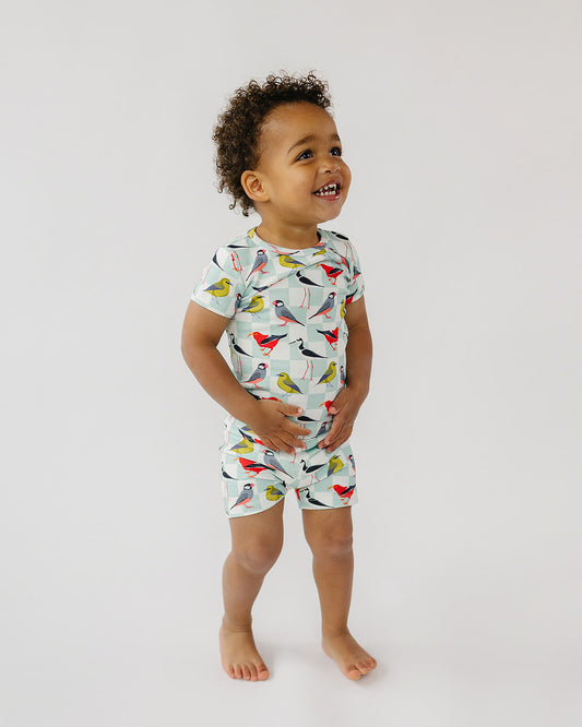 Two-Piece Short Sleeve Pajama Set - Birds of Hawaii