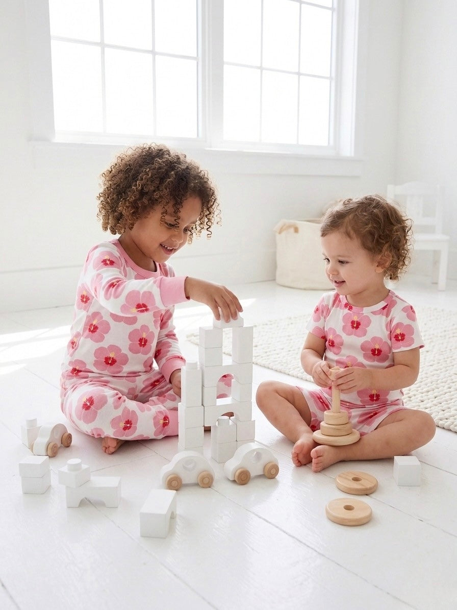 Short Sleeve Pajama Set - Hibiscus in Bloom