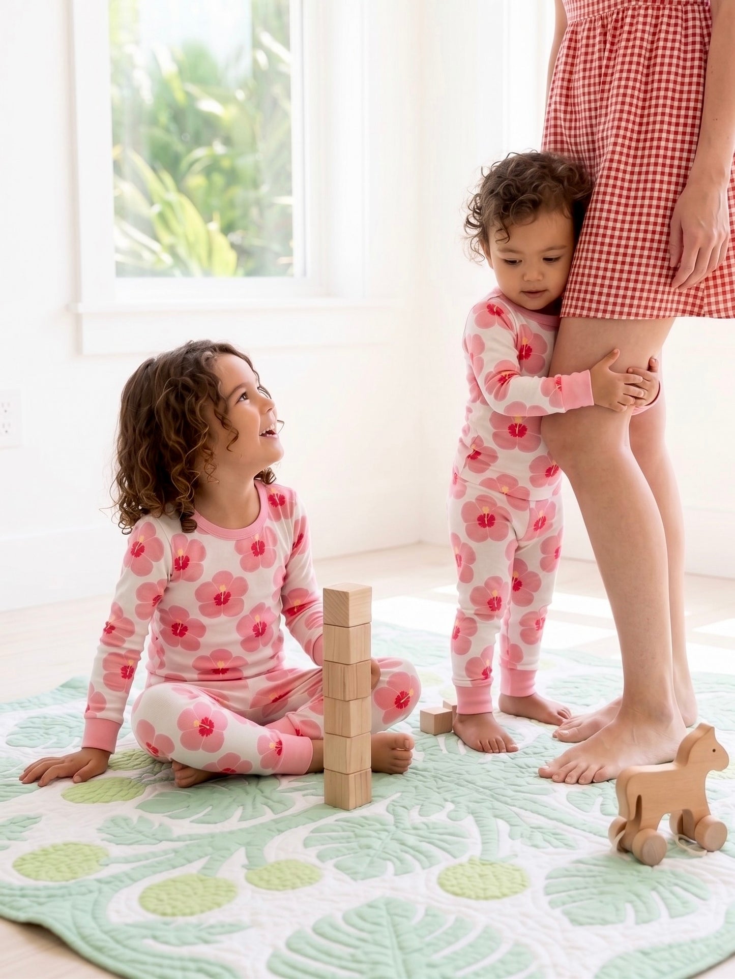 Long Sleeve Pajama Set - Hibiscus in Bloom