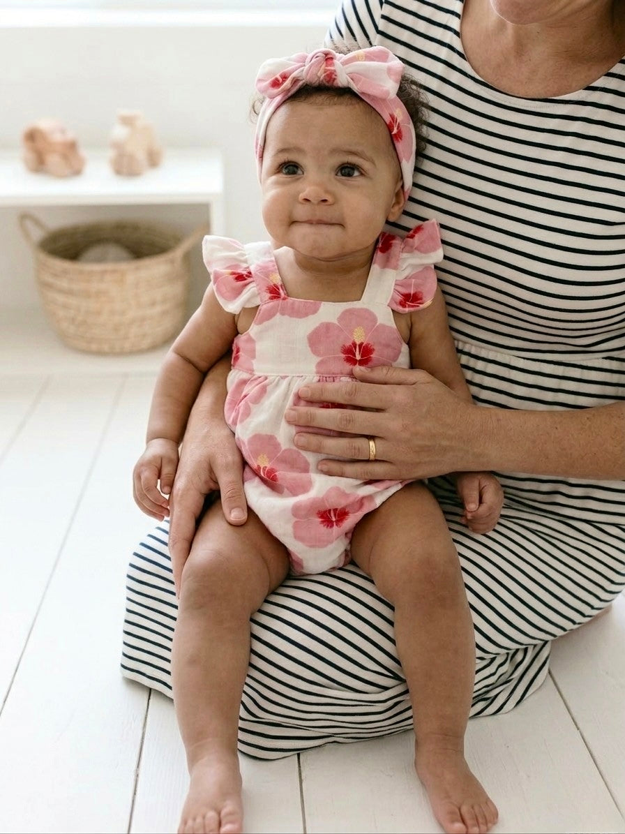 Sleeveless Romper - Hibiscus in Bloom