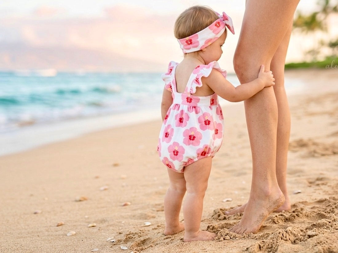 Sleeveless Romper - Hibiscus in Bloom
