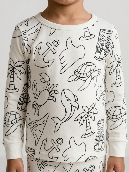 Long Sleeve Pajama Set - Color Your Own: Island Boy