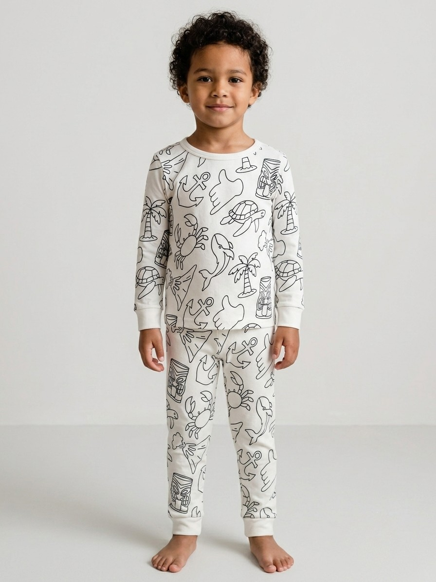 Long Sleeve Pajama Set - Color Your Own: Island Boy