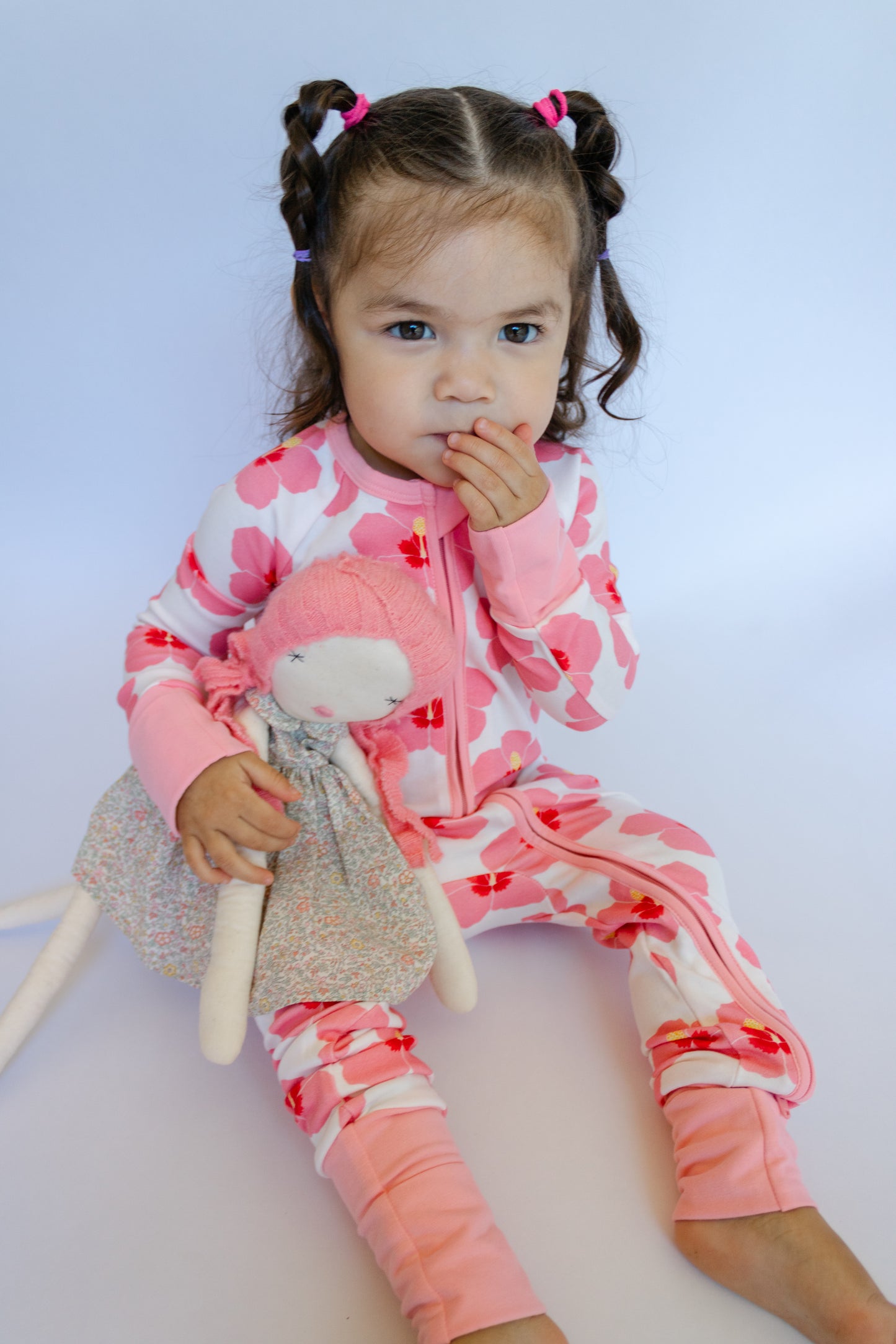Long-Sleeved Zipper Rompers - Hibisucs in Bloom
