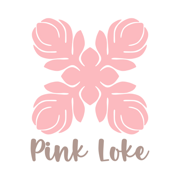 Pink floral design with 'Pink Loke' text on a white background