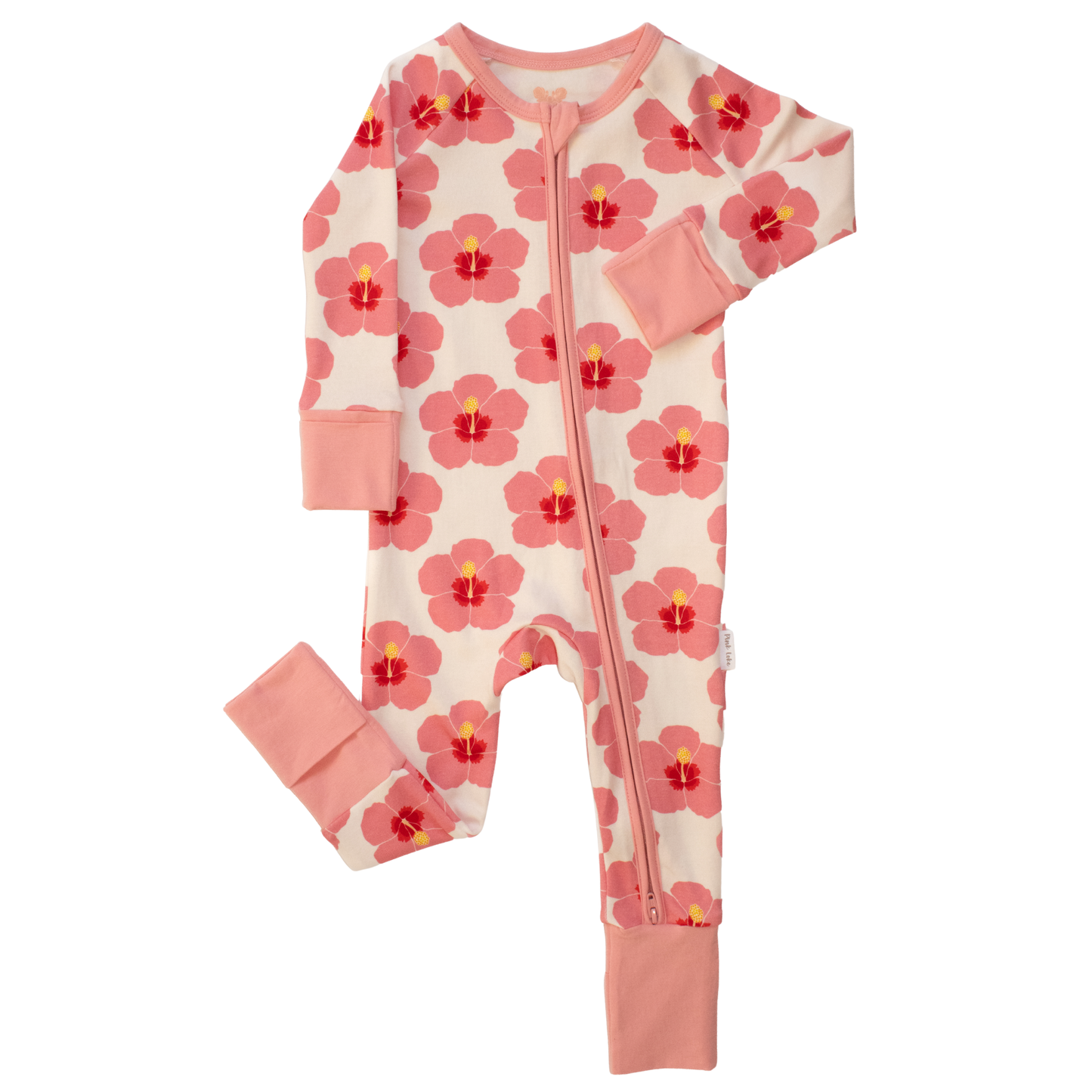 Long-Sleeved Zipper Rompers - Hibisucs in Bloom